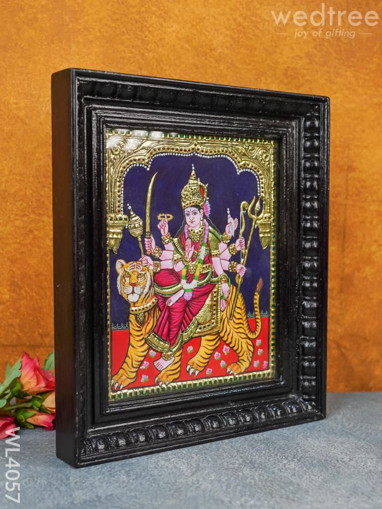 Tanjore Painting - Durga 12 X 10 Inch Flat [Gold Foil] Wl4057