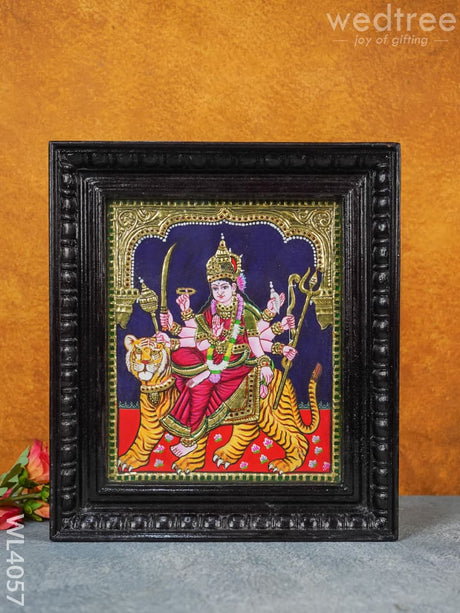 Tanjore Painting - Durga 12 X 10 Inch Flat [Gold Foil] Wl4057