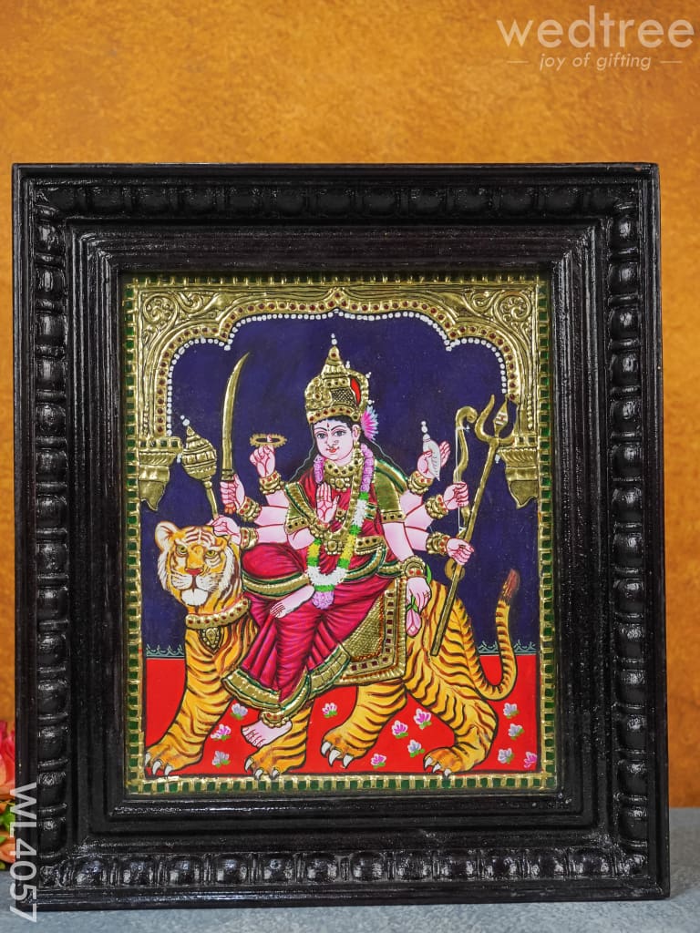 Tanjore Painting - Durga 12 X 10 Inch Flat [Gold Foil] Wl4057