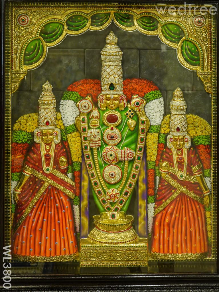 Tanjore Painting (Embossed) Balaji Padmavathi Thayar - 4X3Ft Wl3800