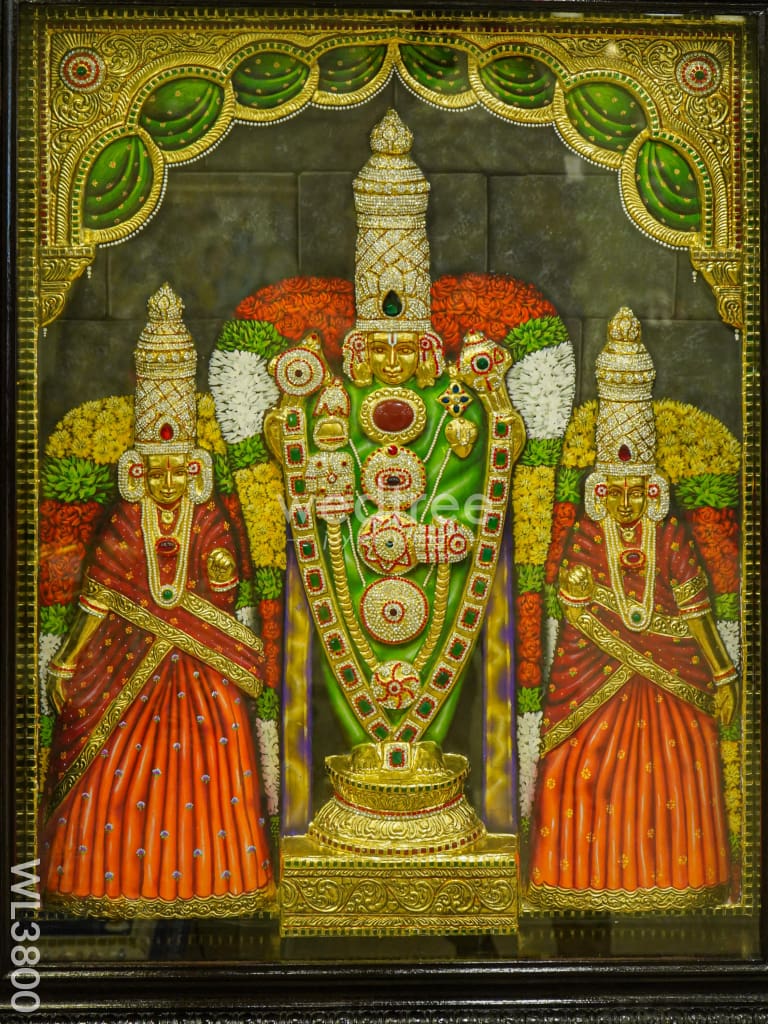 Tanjore Painting (Embossed) Balaji Padmavathi Thayar - 4X3Ft Wl3800