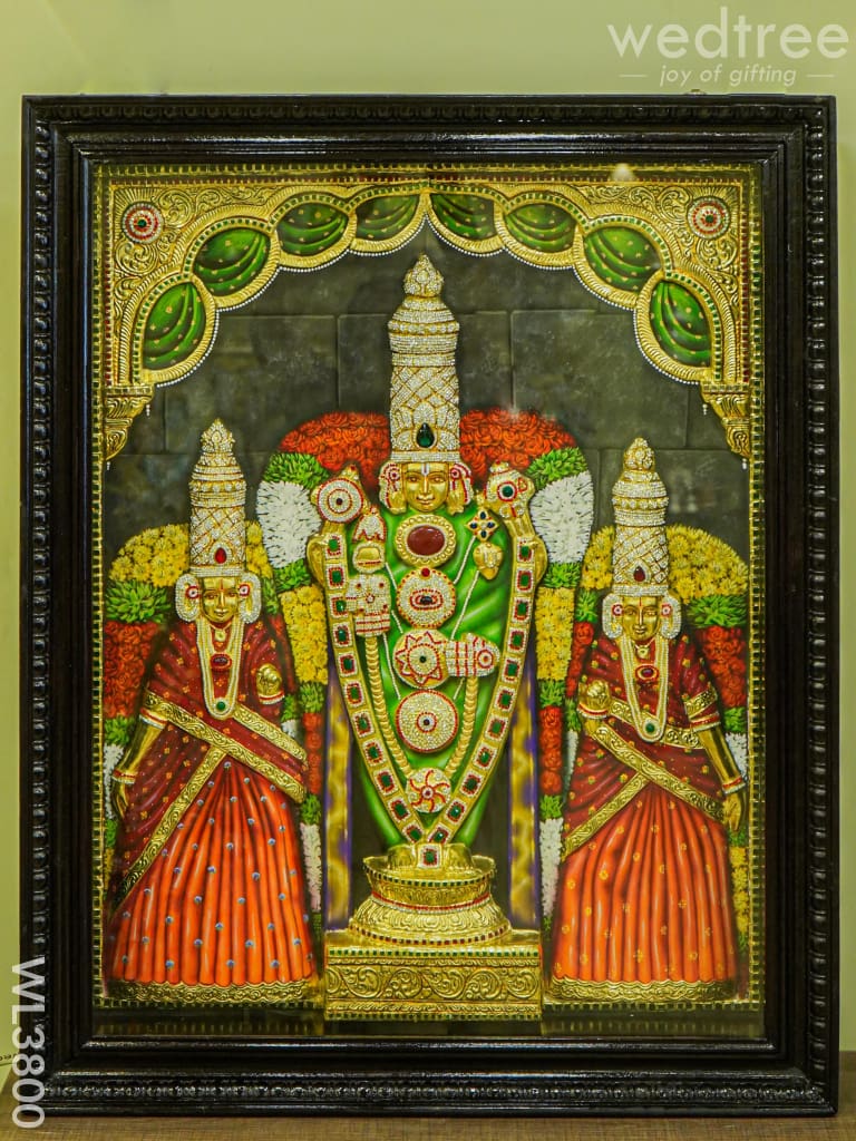 Tanjore Painting (Embossed) Balaji Padmavathi Thayar - 4X3Ft Wl3800