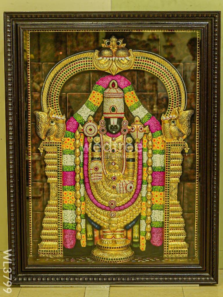 Tanjore Painting (Embossed) Tirupathi Balaji - 4X3Ft Wl3799