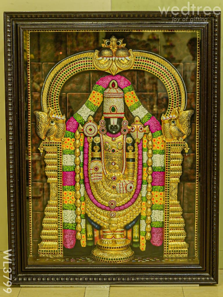 Tanjore Painting (Embossed) Tirupathi Balaji - 4X3Ft Wl3799