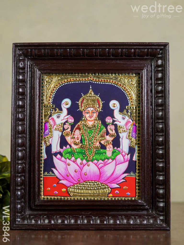 Tanjore Painting - Gaja Lakshmi Flat (Gold Foil) 10X8 Inch Wl3846