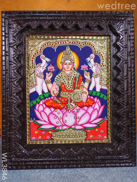 Tanjore Painting - Gaja Lakshmi Flat (Gold Foil) 10X8 Inch Wl3846