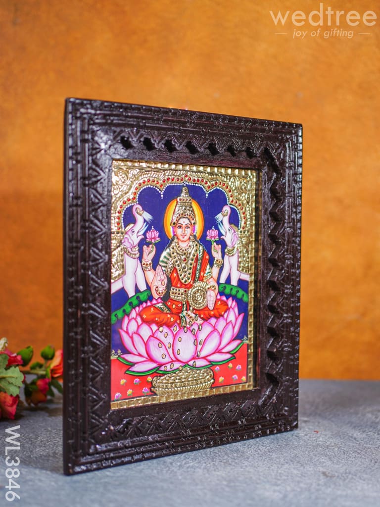 Tanjore Painting - Gaja Lakshmi Flat (Gold Foil) 10X8 Inch Wl3846