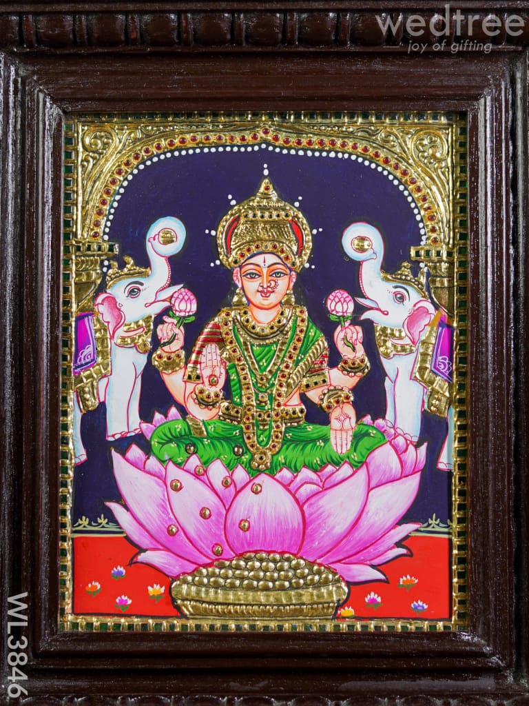 Tanjore Painting - Gaja Lakshmi Flat (Gold Foil) 10X8 Inch Wl3846