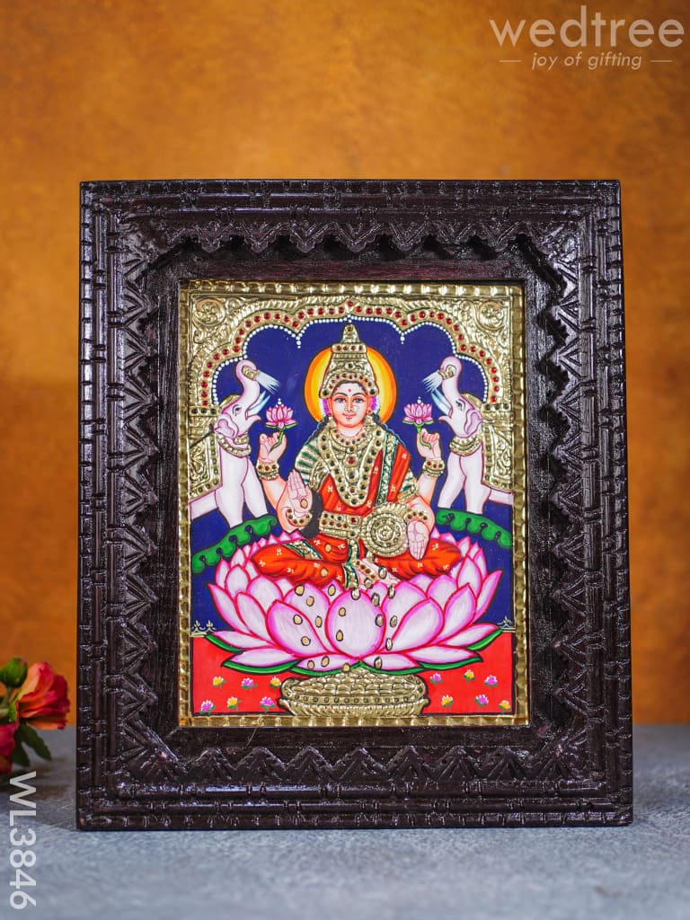 Tanjore Painting - Gaja Lakshmi Flat (Gold Foil) 10X8 Inch Wl3846