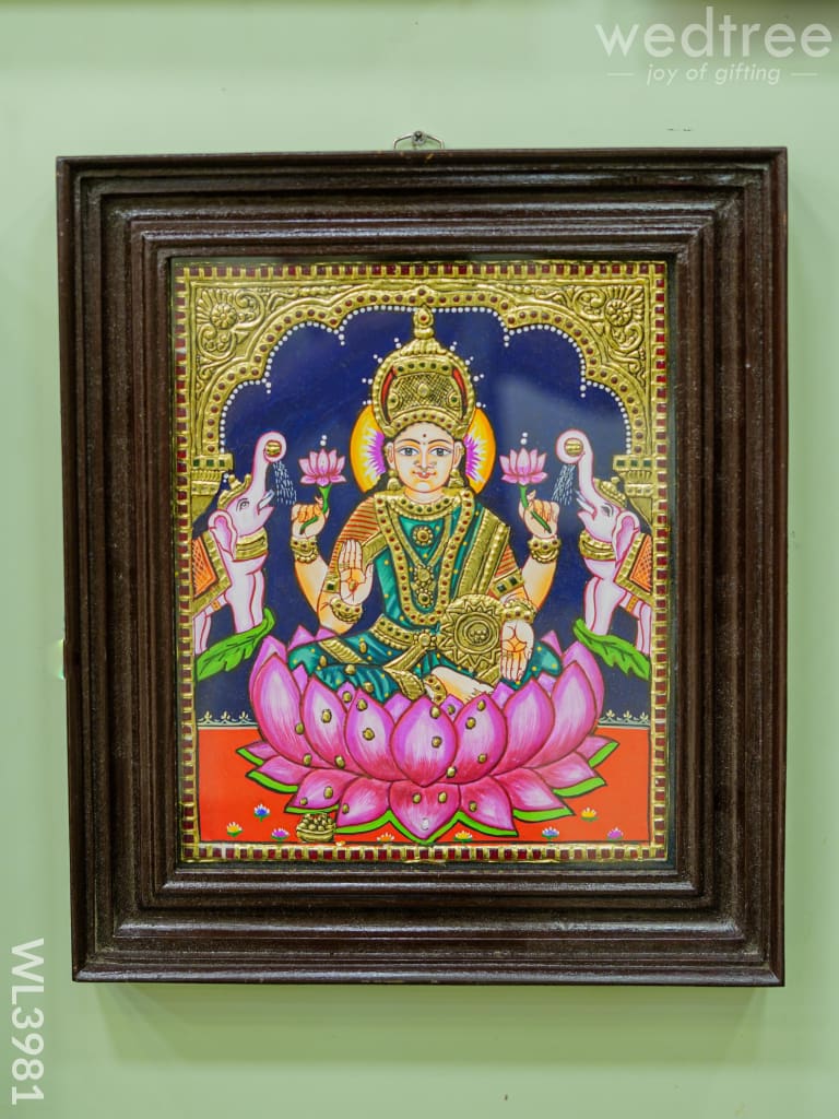 Tanjore Painting - Thamarai Galajalskhmi 12 X 10 Inch Flat [Gold Foil] Wl3981