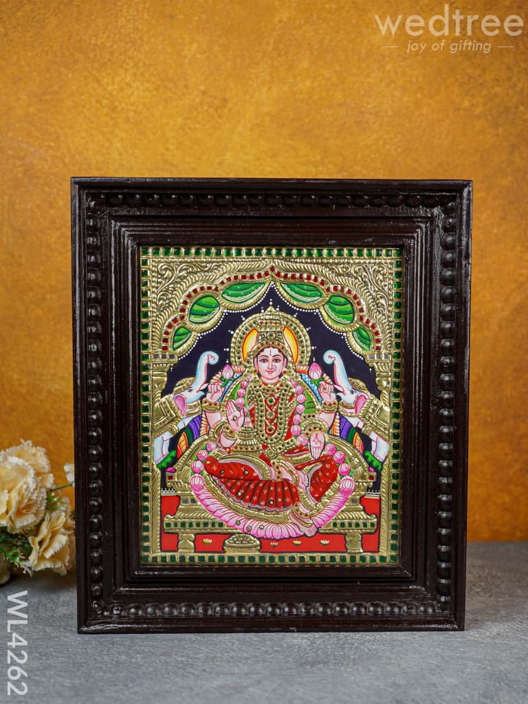 Tanjore Painting - Gajalakshmi 12 X 10 Inch Flat [Gold Foil] Wl4262