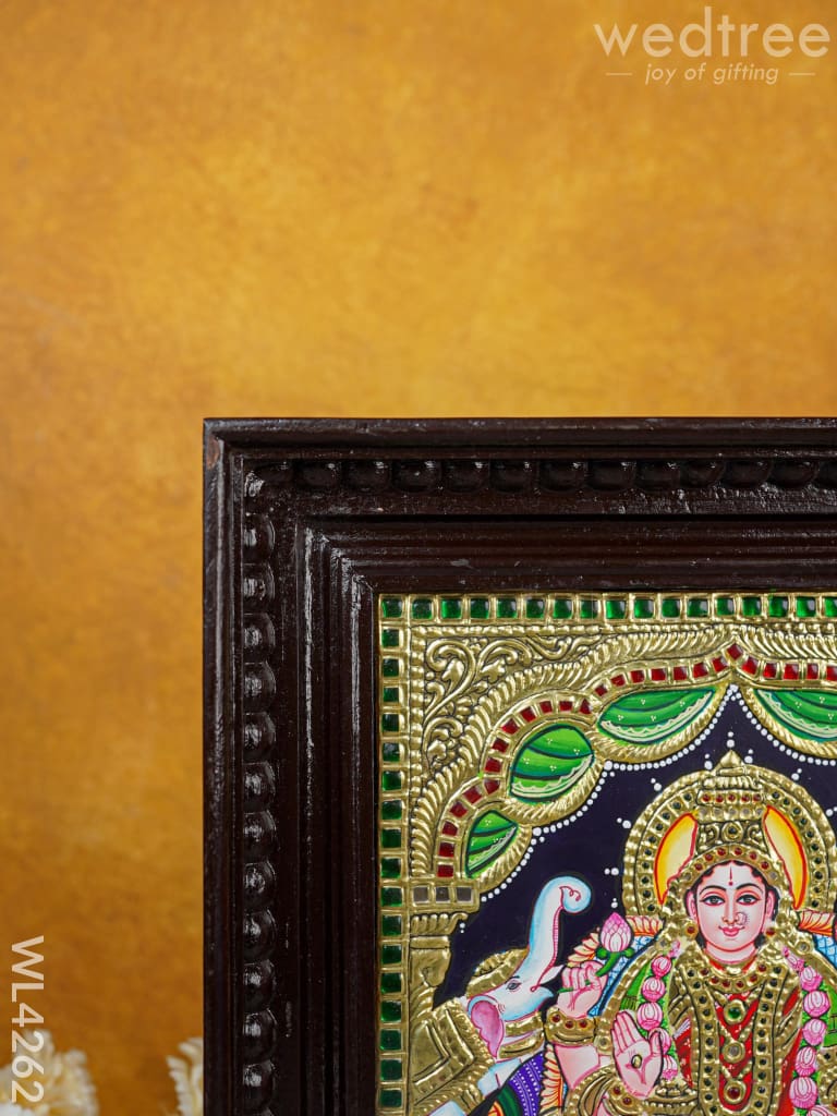 Tanjore Painting - Gajalakshmi 12 X 10 Inch Flat [Gold Foil] Wl4262