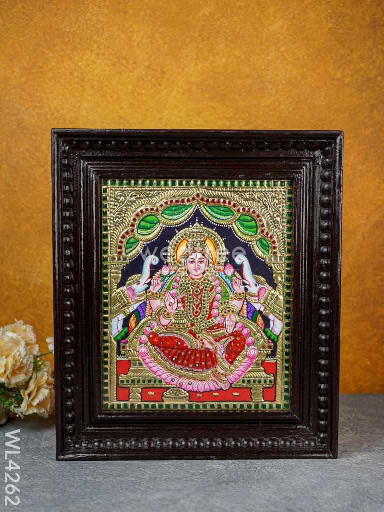 Tanjore Painting - Gajalakshmi 12 X 10 Inch Flat [Gold Foil] Wl4262