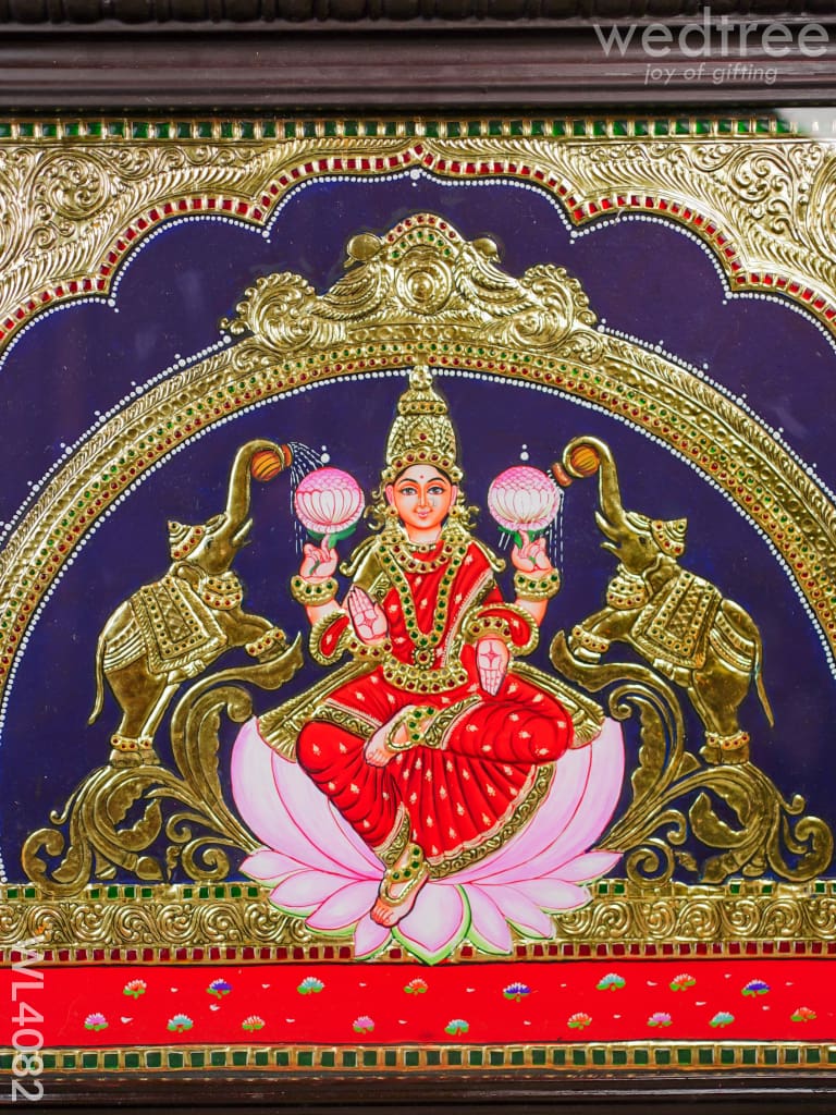 Tanjore Painting - Gajalakshmi 24 X 18 Inch Flat [Gold Foil] Wl4082