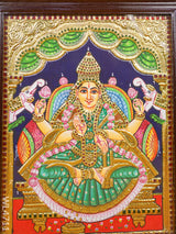 Tanjore Painting - Gajalakshmi Flat (Gold Foil) 18 X 14 Inch Wl4711