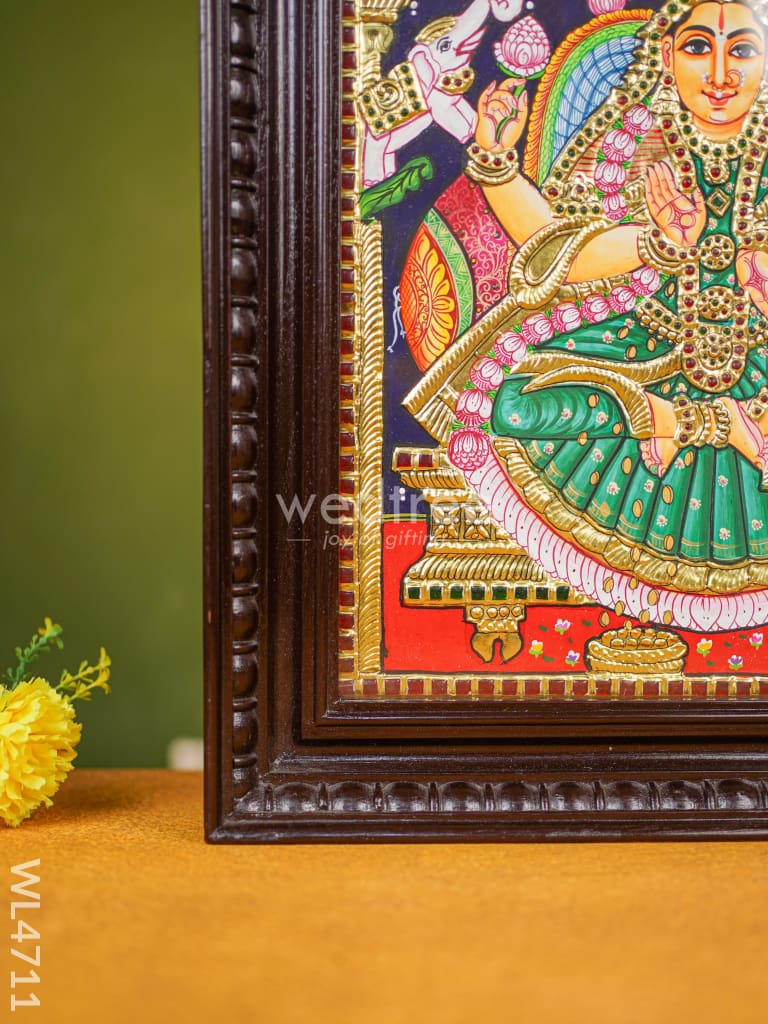 Tanjore Painting - Gajalakshmi Flat (Gold Foil) 18 X 14 Inch Wl4711