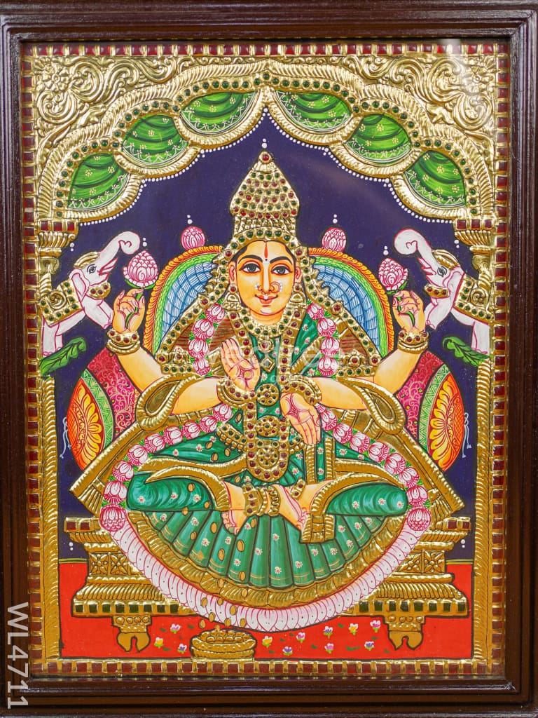 Tanjore Painting - Gajalakshmi Flat (Gold Foil) 18 X 14 Inch Wl4711