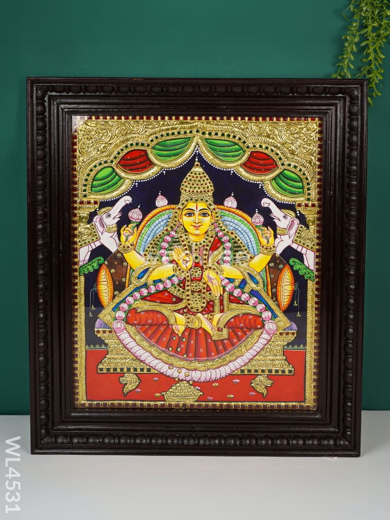 Tanjore Painting - Gajalakshmi Flat (Gold Foil) 20 X 16 Inch Wl4531