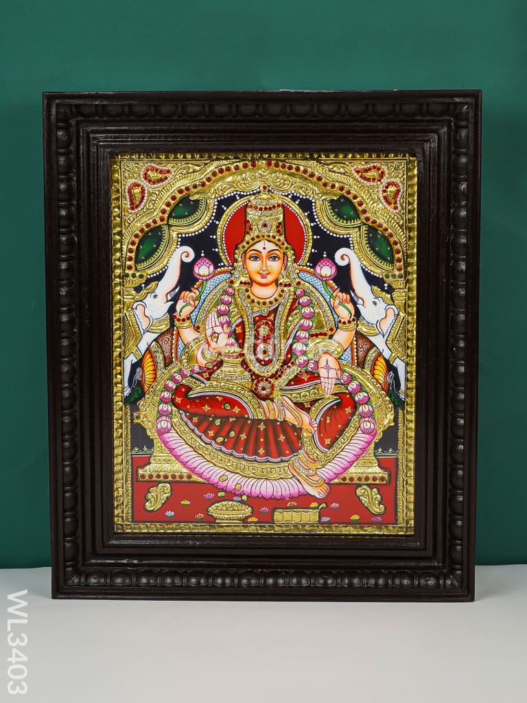 Tanjore Painting Gajalakshmi (Semi Embossed) - 15 X 12 Inch Wl3403