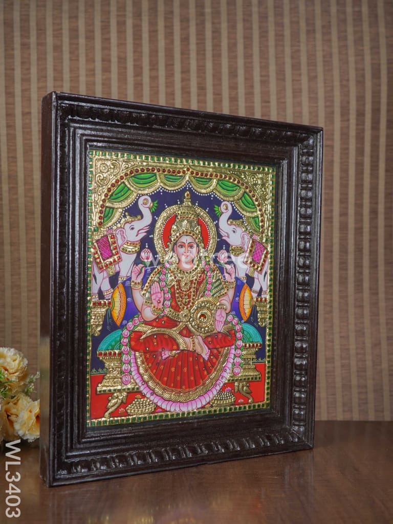 Tanjore Painting Gajalakshmi Semi Embossed - 15 X 12 Inch Wl3403