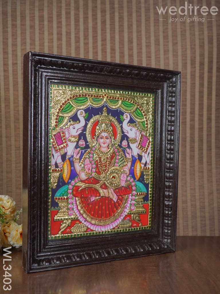 Tanjore Painting Gajalakshmi Semi Embossed - 15 X 12 Inch Wl3403