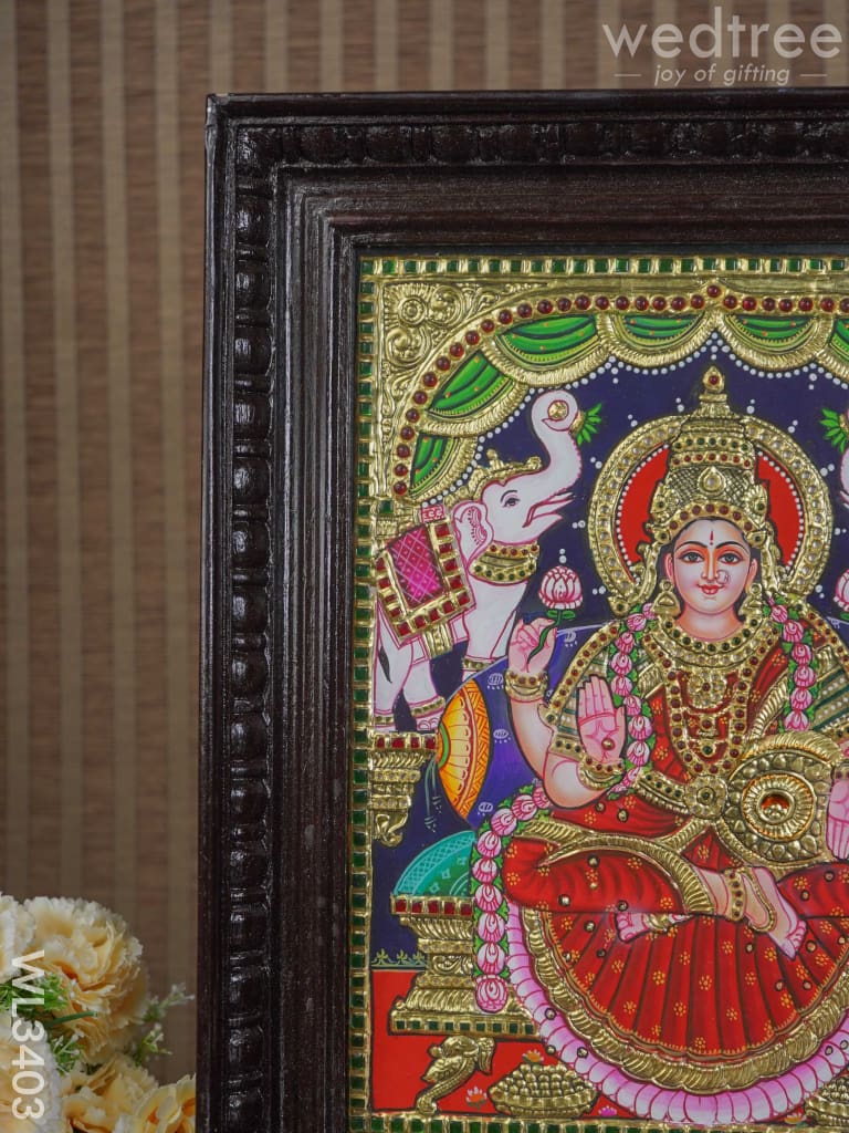 Tanjore Painting Gajalakshmi Semi Embossed - 15 X 12 Inch Wl3403