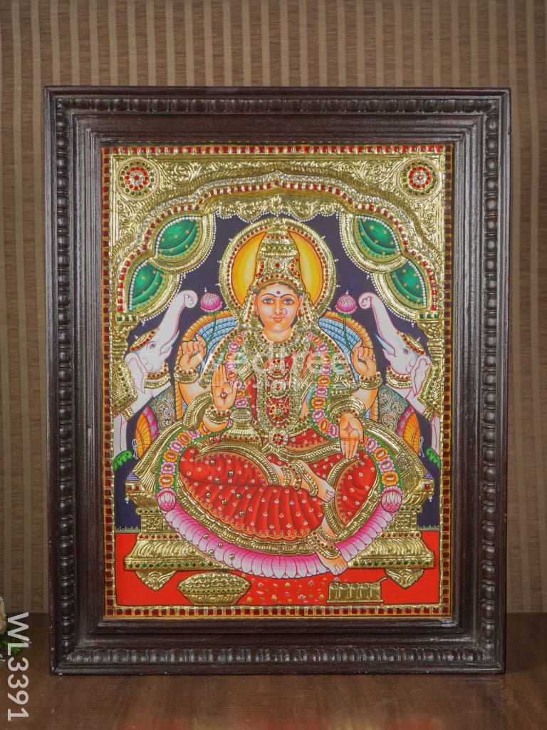 Tanjore Painting Gajalakshmi (Semi Embossed)- 24 X 18 Inch - Wl3391