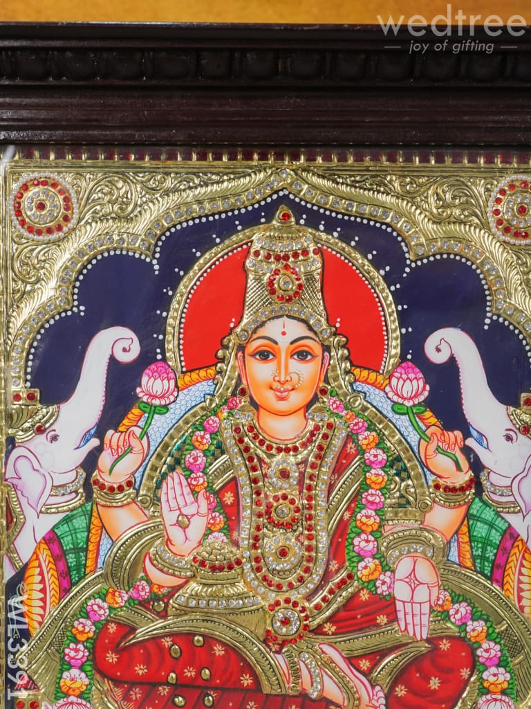 Tanjore Painting Gajalakshmi (Semi Embossed)- 24 X 18 Inch - Wl3391