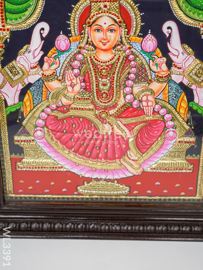 Tanjore Painting Gajalakshmi (Semi Embossed)- 24 X 18 Inch - Wl3391