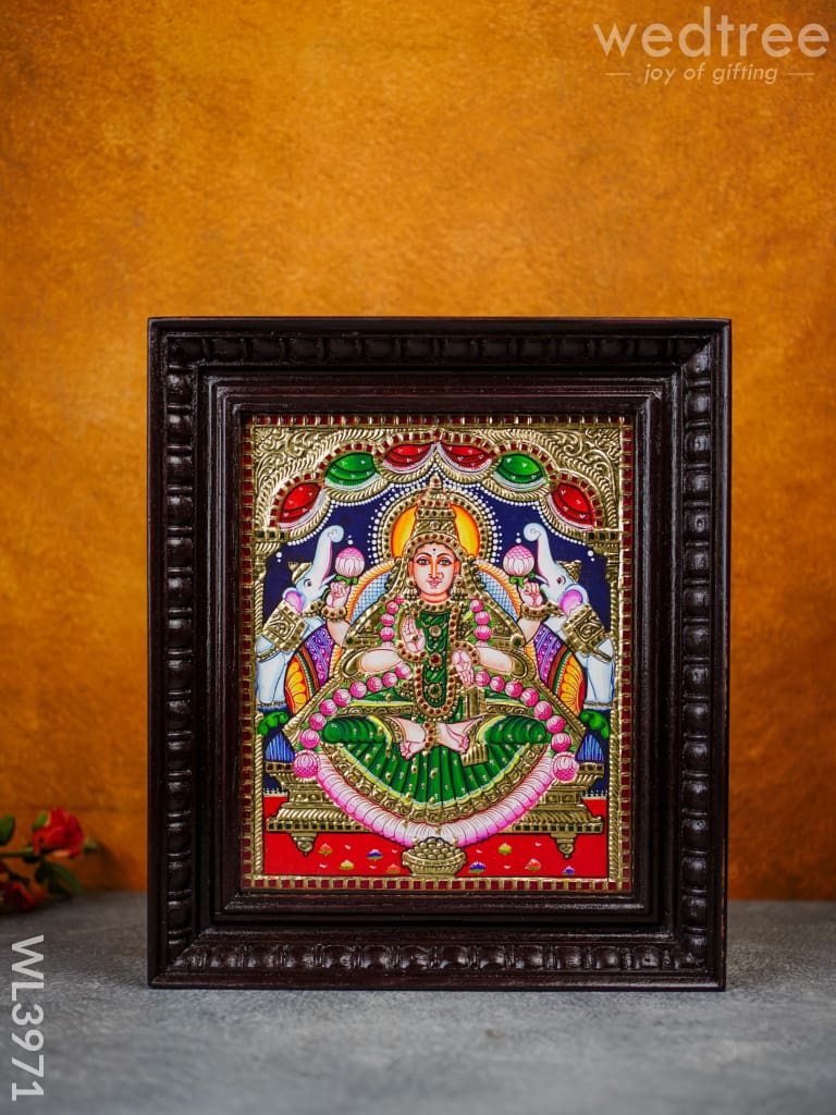 Tanjore Painting - Galajalakshmi 12 X 10 Inch Flat [Gold Foil] Wl3971