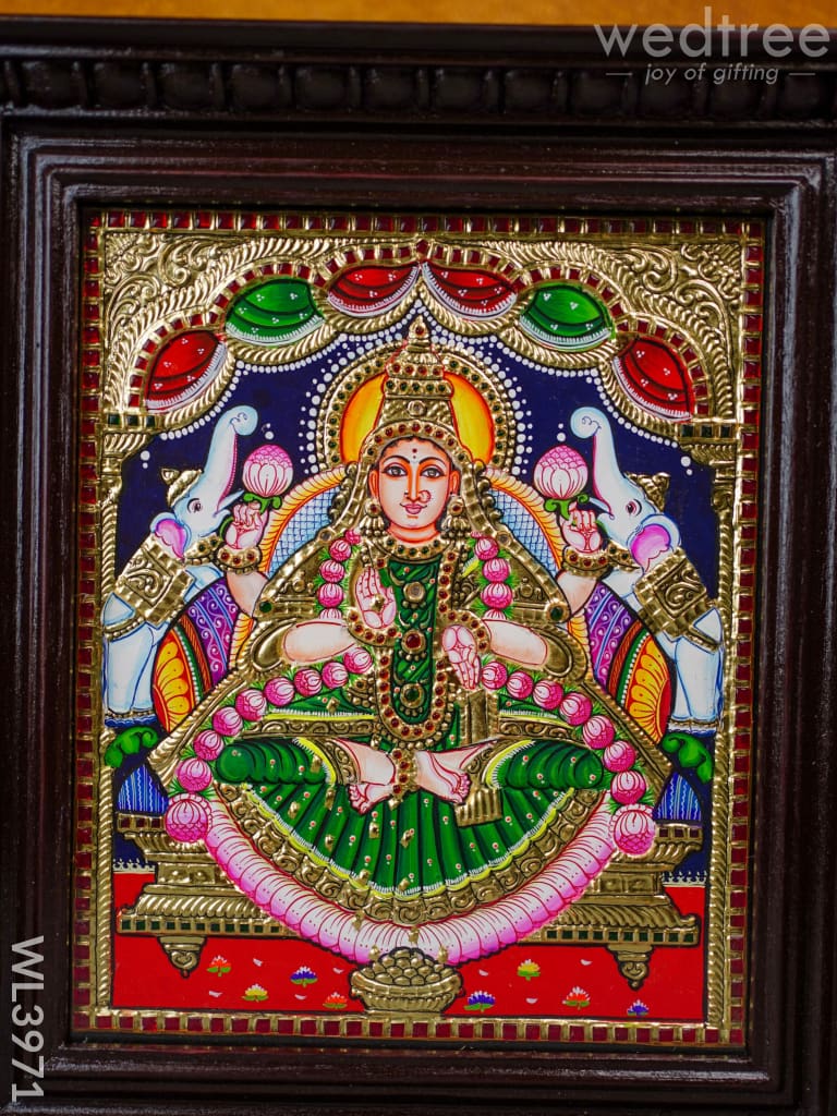 Tanjore Painting - Galajalakshmi 12 X 10 Inch Flat [Gold Foil] Wl3971