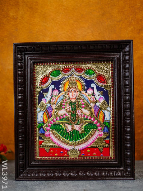 Tanjore Painting - Galajalakshmi 12 X 10 Inch Flat [Gold Foil] Wl3971