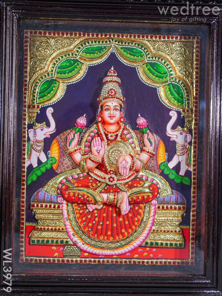 Tanjore Painting - Galajalskhmi 18 X 14 Inch Fully Embossed Wl3979