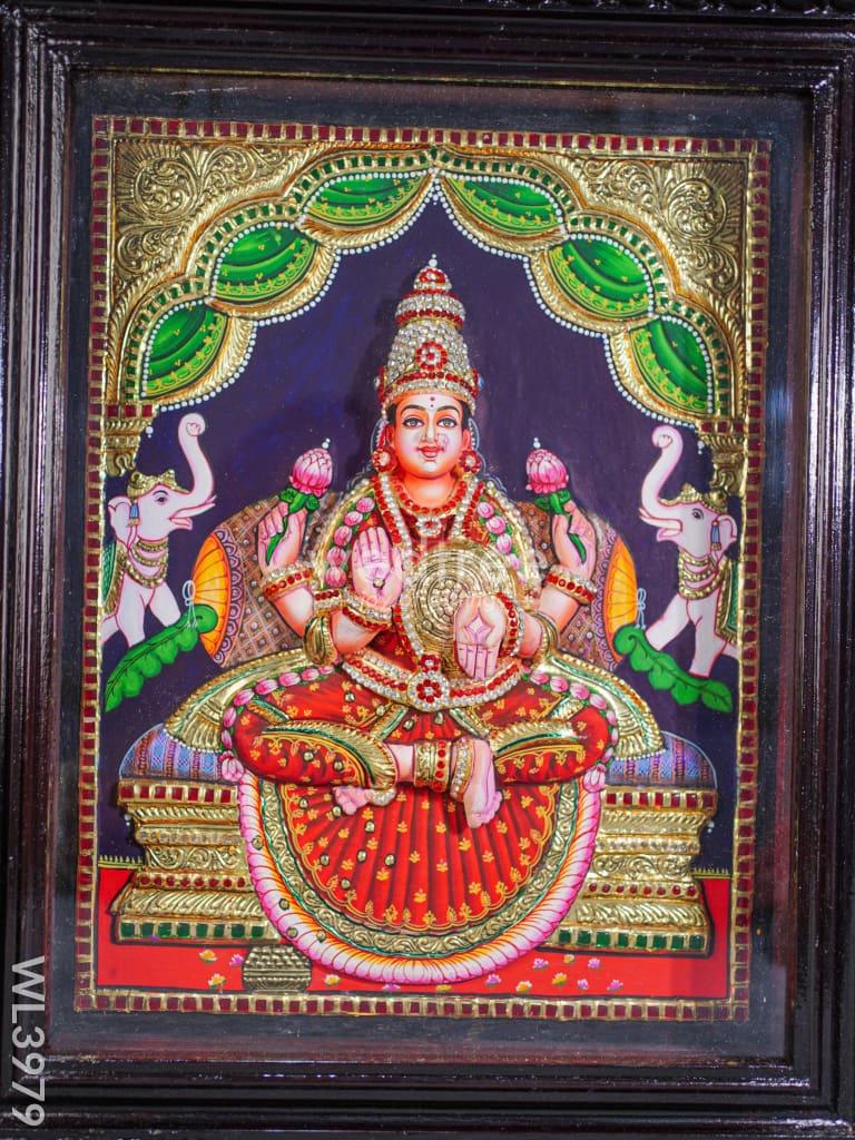 Tanjore Painting - Galajalskhmi 18 X 14 Inch Fully Embossed Wl3979