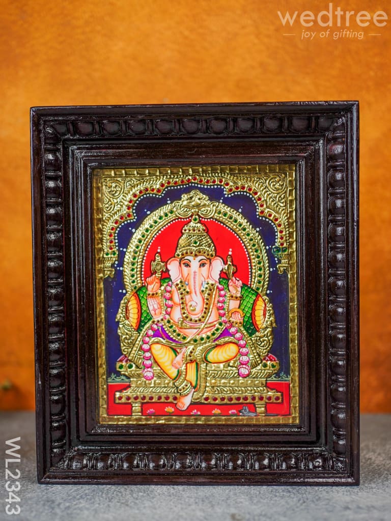 Tanjore Painting - Ganesha 10X8 Flat (Gold Foil) Wl2343