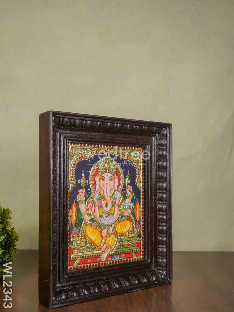 Tanjore Painting Ganesha - 10 X 8 (Medium ) Wl2343 Painting