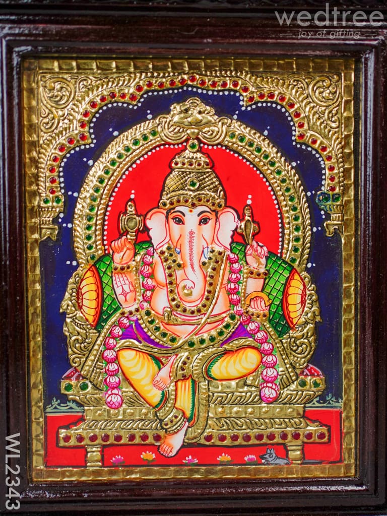 Tanjore Painting - Ganesha 10X8 Flat (Gold Foil) Wl2343