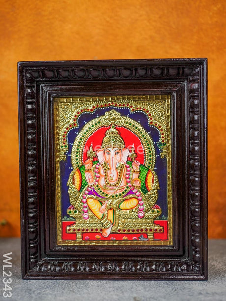 Tanjore Painting - Ganesha 10X8 Flat (Gold Foil) Wl2343