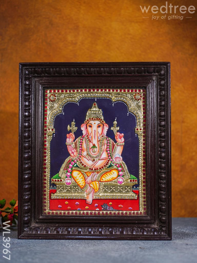 Tanjore Painting - Ganesha 12 X 10 Inch Semi Embossed Wl3967