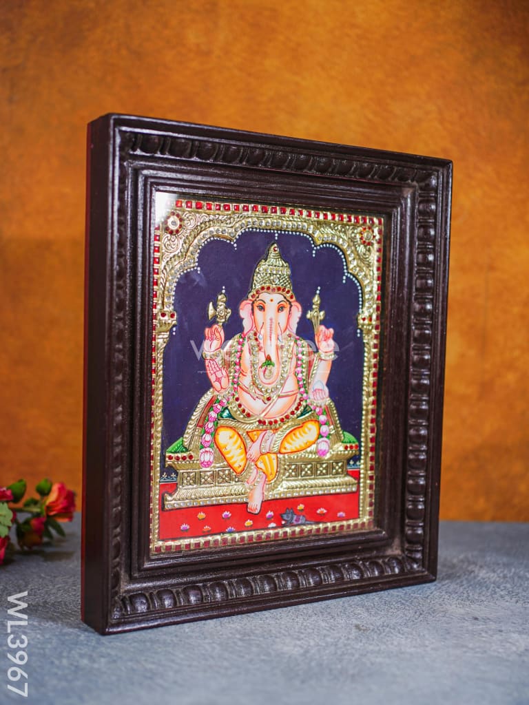 Tanjore Painting - Ganesha 12 X 10 Inch Semi Embossed Wl3967