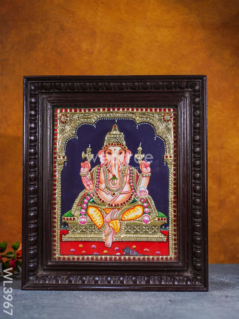 Tanjore Painting - Ganesha 12 X 10 Inch Semi Embossed Wl3967