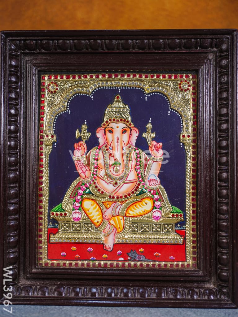 Tanjore Painting - Ganesha 12 X 10 Inch Semi Embossed Wl3967