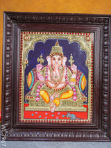 Tanjore Painting - Ganesha 12 X 10 Inch Semi Embossed Wl3967