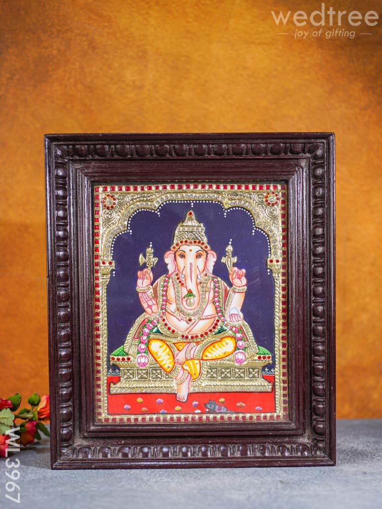 Tanjore Painting - Ganesha 12 X 10 Inch Semi Embossed Wl3967