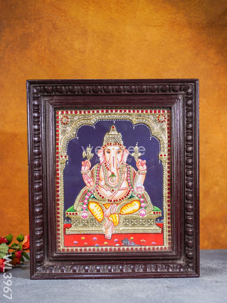 Tanjore Painting - Ganesha 12 X 10 Inch Semi Embossed Wl3967