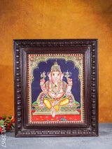 Tanjore Painting - Ganesha 12 X 10 Inch Semi Embossed Wl3967