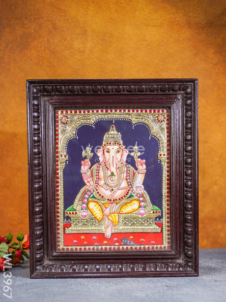 Tanjore Painting - Ganesha 12 X 10 Inch Semi Embossed Wl3967