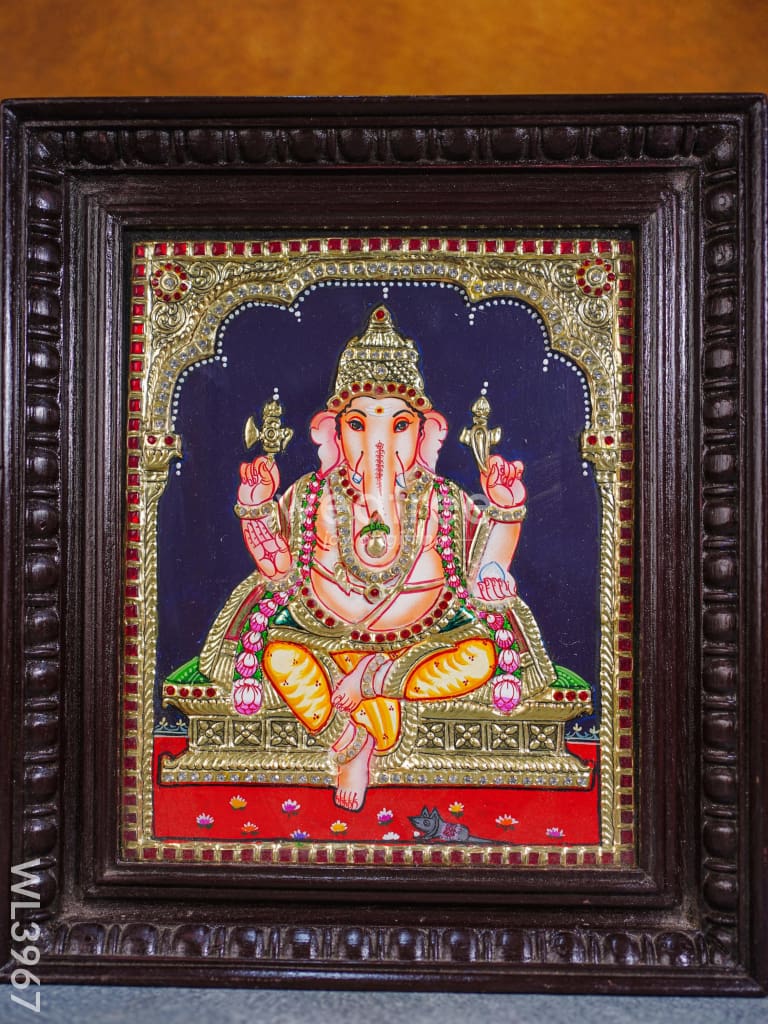 Tanjore Painting - Ganesha 12 X 10 Inch Semi Embossed Wl3967