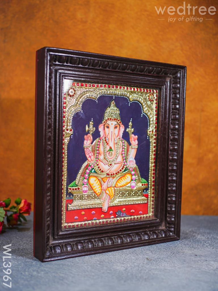 Tanjore Painting - Ganesha 12 X 10 Inch Semi Embossed Wl3967