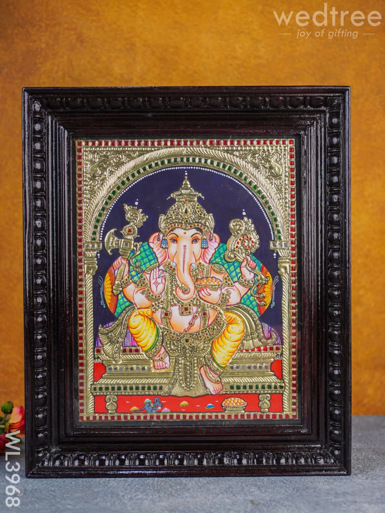 Tanjore Painting - Ganesha 15 X 12 Inch Flat [Gold Foil] Wl3968